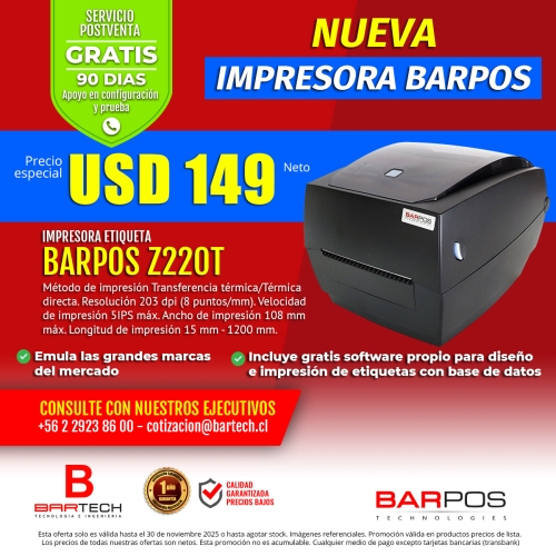Impresora Etiqueta BARPOS Z220T