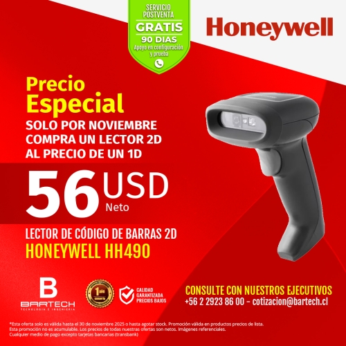 Lector de códigos de barras 1D/2D Honeywell HH490